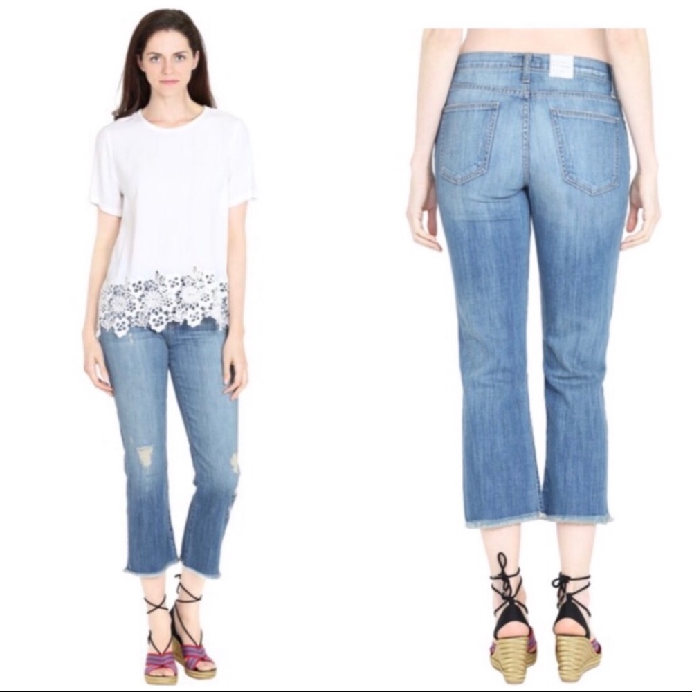 Current/Elliott The Kick Jean Blue Raw Hem